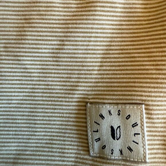 Linksoul brrr Performance Micro stripe Polo Large Beige NWT - Picture 6 of 7